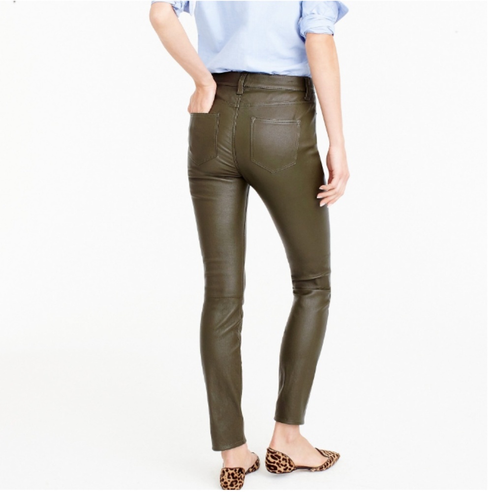 J. Crew Collection Leather Pants in Dark Cypress